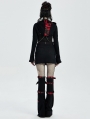 Black and Red Gothic Punk Chain Hooeded Short Coat for Women