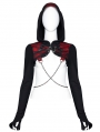 Black and Red Gothic Punk Chain Hooeded Short Coat for Women