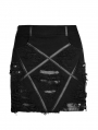Black Gothic Decadent Pentagram Pattern Women's Mini Denim Skirt