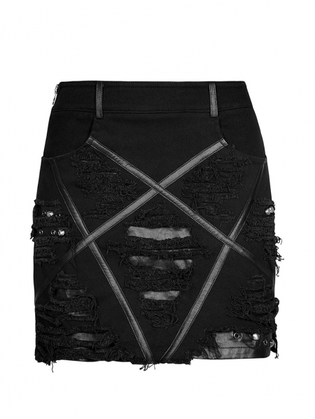 Black Gothic Decadent Pentagram Pattern Women's Mini Denim Skirt ...