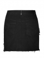 Black Gothic Decadent Pentagram Pattern Women's Mini Denim Skirt