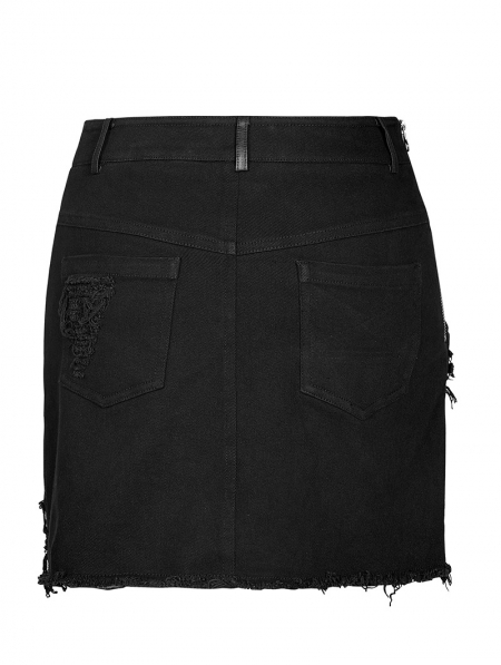 Black Gothic Decadent Pentagram Pattern Women's Mini Denim Skirt ...