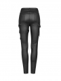 Black Gothic Punk PU Leather Long Pants for Women