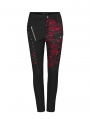 Black and Red Gothic Punk Denim Long Trousers for Women