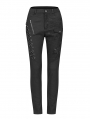 Black Gothic Punk Denim Long Trousers for Women