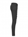 Black Gothic Punk Denim Long Trousers for Women