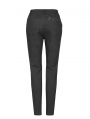 Black Gothic Punk Denim Long Trousers for Women