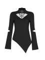 Black Gothic Punk Long Sleeve Asymmetric T-Shirt for Women
