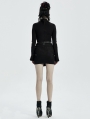 Black Gothic Punk PU Leather Irregular Mini Sexy Skirt for Women