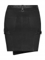 Black Gothic Punk PU Leather Irregular Mini Sexy Skirt for Women