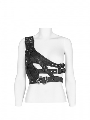 Black Gothic Punk Shoulder Embossed Armor Acessory for Women