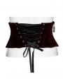 Red and Black Gothic Rose Lace Velvet Corset Waistband for Women