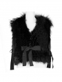 Black Gothic Fashion Winter Warm Faux Fur Waistcoat for Women