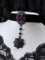 Black Gothic Dark Rose Spider Web Velvet Pendant Choker