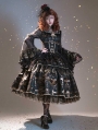 Dark Night Cross Black Gothic full Set Lolita OP Dress