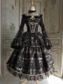 Dark Night Cross Black Gothic full Set Lolita OP Dress