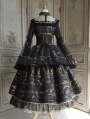 Dark Night Cross Black Gothic full Set Lolita OP Dress