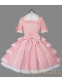 Pink and White Short Sleeves Bow Sweet Lolita Dress