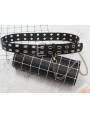 Black Gothic Punk PU Leather Doule Row Eyelet Chain Belt