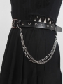 Black Gothic Punk Leather Metal Eyelet Chain Belt