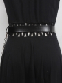 Black Gothic Punk Leather Metal Eyelet Chain Belt