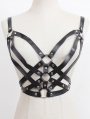 Black Gothic Punk PU Leather Metal Hoop Belt Harness