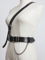 Black Gothic Punk Leather One Shoulder Metal Chain Belt Harness