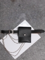 Black Gothic Punk PU Leather Hoop Belt with Detachable Bag