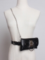 Black Gothic Punk PU Leather Belt with Chain and Bag