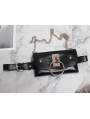 Black Gothic Punk PU Leather Belt with Chain and Bag