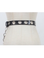 Black Gothic Punk Hoop Leather Belt with Detachable Lock