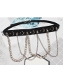 Black Gothic Punk Crocodile PU Leather Belt with Metal Chain