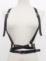 Black Gothic Punk PU Leather Simple Buckle Belt Harness