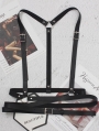 Black Gothic Punk PU Leather Simple Buckle Belt Harness