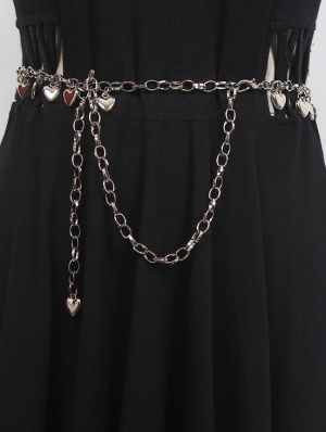 Silver Gothic Punk Metal Love Chain Belt