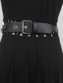 Black Gothic Punk PU Leather Metal Ring Belt with Mini Square Bag