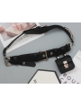 Black Gothic Punk PU Leather Metal Ring Belt with Mini Square Bag