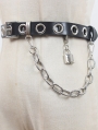 Black Gothic Punk Big Hoop Buckle Belt with Detachable Chain