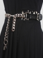 Black Gothic Punk Leather Thick Waist Chain Belt