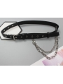 Black Gothic Punk PU Leather Double Chain Buckle Belt