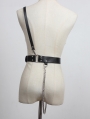 Black Gothic Punk PU Leather One-Shoulder Pin Buckle Chain Belt Harness