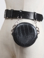 Black Gothic Punk Style Buckle Belt with  Irregular Chain Bag