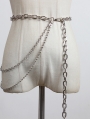Silver Punk Multi-Layer Metal Chain Belt with Heart Pendant