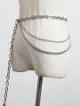 Silver Punk Multi-Layer Metal Chain Belt with Heart Pendant