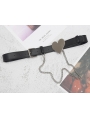 Black Gothic Punk Leather Heart Shaped Belt with Chain