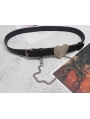 Black Gothic Punk Leather Heart Shaped Belt with Chain