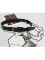 Black Gothic Punk PU Leather Wide Chain Belt with Metal Accessories