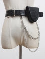 Black Gothic Punk PU Leather Chain Belt with Detachable Bag