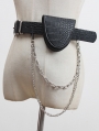 Black Gothic Punk PU Leather Chain Belt with Detachable Bag