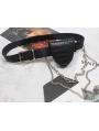 Black Gothic Punk PU Leather Chain Belt with Detachable Bag